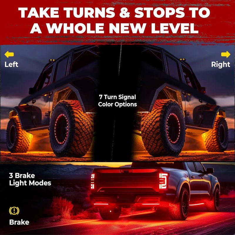 DITRIO 4 Pods Five Sided RGB Rock Lights for Trucks Jeep UTV SUV ATV Golf Cart, Multi Chasing Color App/Remote Control Led Rock Lights with Music Mode, Waterproof Exterior Underglow Kits for Cars - Image 4